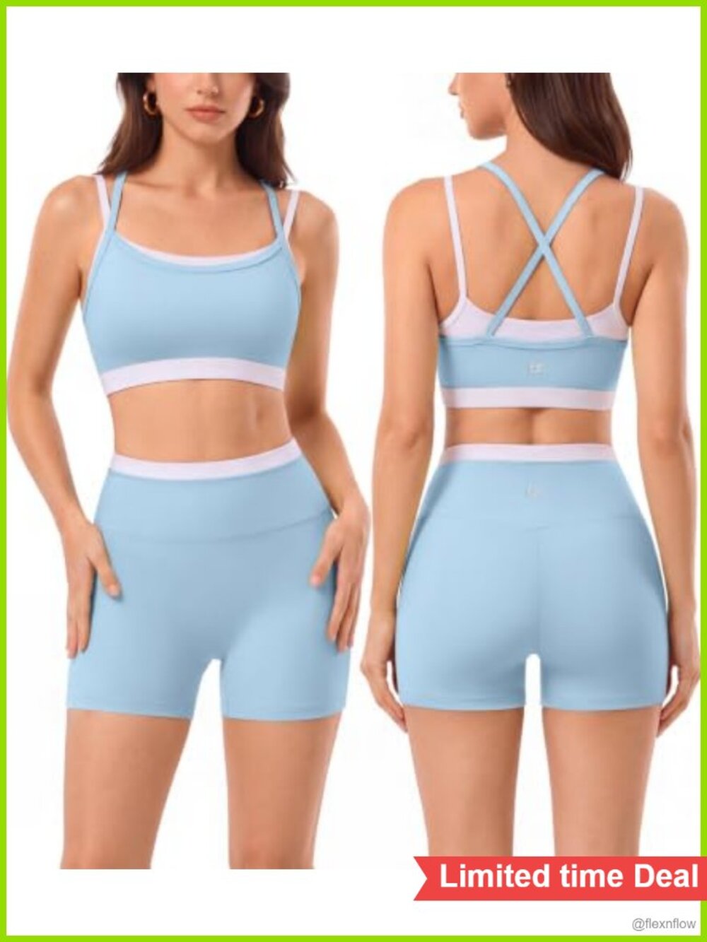 Seamless Workout Set Sports Bra & Shorts Nylon Spandex Athletic Gym Set